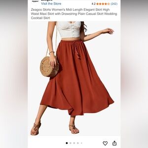 Rust colored midi skirt
